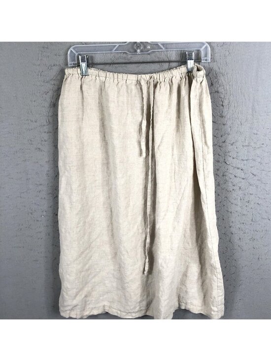 Boheme Dresses & Skirts - Boheme Skirt Womens 10 US Beige Linen Lagenlook Boho Minimalist Airy Beach